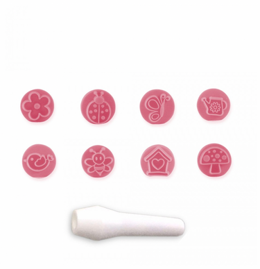 Kit Carimbos Jardim Encantado (9pcs) - Rosa Bebê